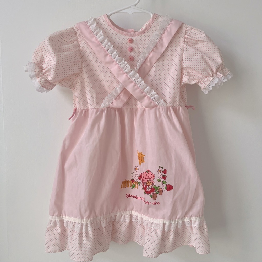 Vintage 1980s ILGWU Strawberry Shortcake Union Label Prairie Frock Dress